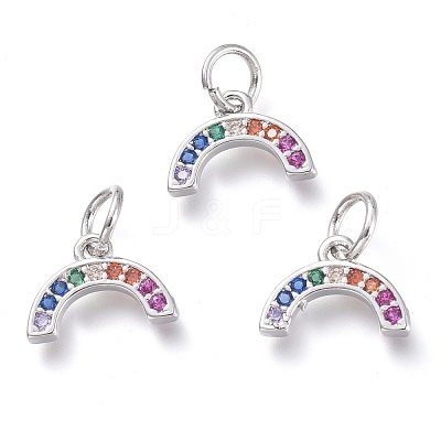 Brass Micro Pave Clear Cubic Zirconia Pendants KK-P188-O01-P-1