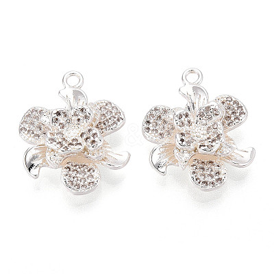 Brass Micro Pave Clear Cubic Zirconia Pendants KK-T077-30S-1