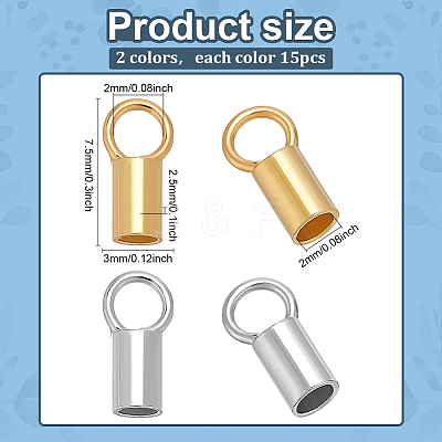 30Pcs 2 Colors Rhodium Plated 925 Sterling Silver Cord Ends STER-ME0001-41B-1