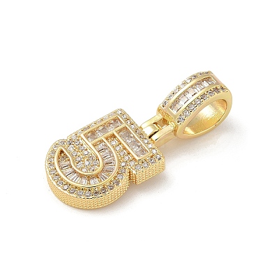 Brass Clear Cubic Zirconia European Dangle Charms LS-KK-R003-01G-05-1