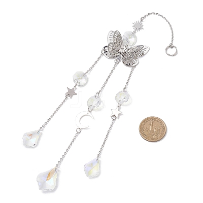 Butterfly Brass Hanging Suncatchers HJEW-JM04249-1