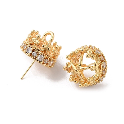 Brass Pave Clear Cubic Zirconia Pendants Bails KK-G465-11G-1