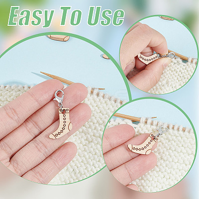 12Pcs 12 Style Sock Pendant Locking Stitch Markers HJEW-AB00645-1