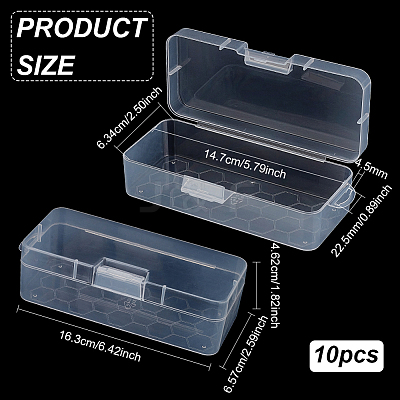 10Pcs Transparent Plastic Storage Boxes CON-BC0007-78B-1
