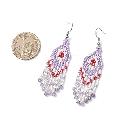 Natural Amethyst Rhombus Dangle Earrings EJEW-MZ00567-05-1