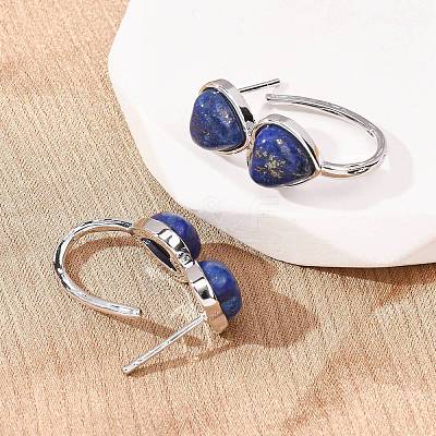 Valentine's Day Heart Natural &Lapis Lazuli Stud Earrings EJEW-T053-01P-12-1