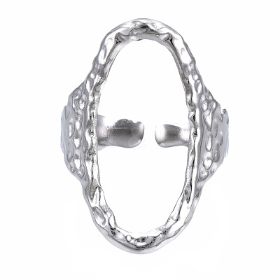 Non-Tarnish 304 Stainless Steel Oval Open Cuff Ring RJEW-T023-91P-1