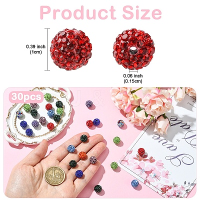 30Pcs Pave Disco Ball Beads RB-YW0001-14B-1