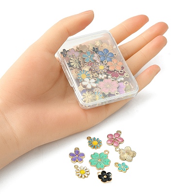 50Pcs 7 Styles Alloy Enamel Charms ENAM-YW0003-10-1