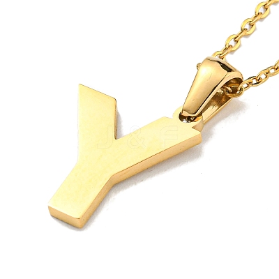 Ion Plating(IP) Initial Letter 304 Stainless Steel Pendant Necklaces NJEW-M199-01G-Y-1