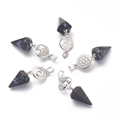 Natural Snowflake Obsidian Pendants G-O194-04-1