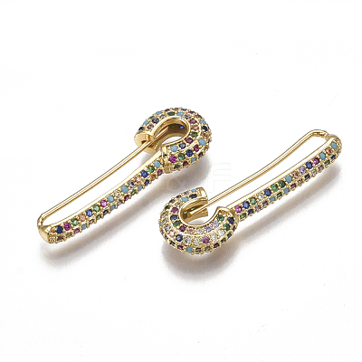 Brass Micro Pave Cubic Zirconia(Random Mixed Color) Brooch ZIRC-S061-69-1
