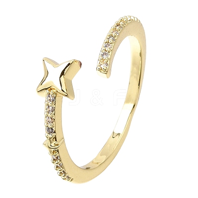 Brass Micro Pave Clear Cubic Zirconia Cuff Open Rings for Women CU-CBAE7DF-12G-04-1