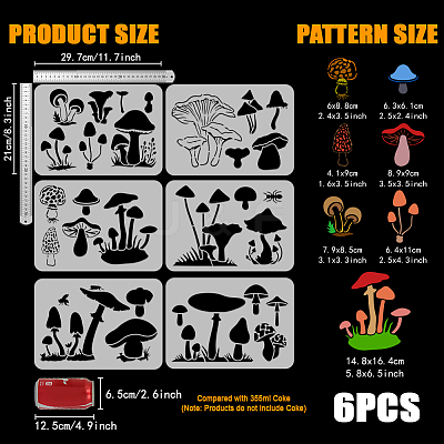 6Pcs 6 Styles PET Hollow Out Drawing Painting Stencils DIY-WH0394-0390-1