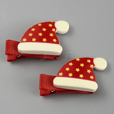Cute Christmas Acrylic Alligator Hair Clips PHAR-WH0013-03G-1