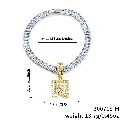 Fashionable Brass Micro Pave Clear Cubic Zirconia Charm Bracelets AF9298-13-1