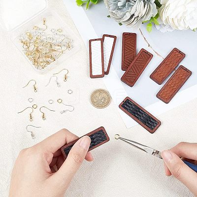DIY Rectangle Dangle Earring Making Kit DIY-OC0009-48-1