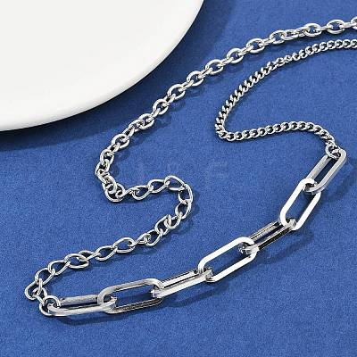 304 Stainless Steel Paperclip Chain Twisted Chain Cable Chain Necklaces for Women Men NJEW-A053-01P-1