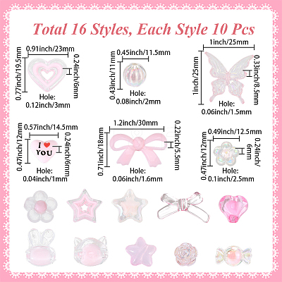 160Pcs 16 Styles Mixed Styles Acrylic Beads OACR-PA0001-77E-1