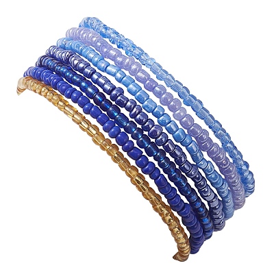 7Pcs Glass Seed Beads Stretch Bracelets for Women BJEW-MZ00265-1