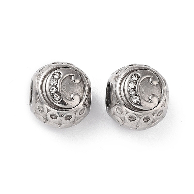 304 Stainless Steel Rhinestone European Beads STAS-A092-10C-P-1