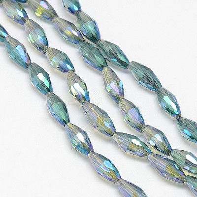 Electroplate Crystal Glass Rice Beads Strands X-EGLA-F042-A13-1