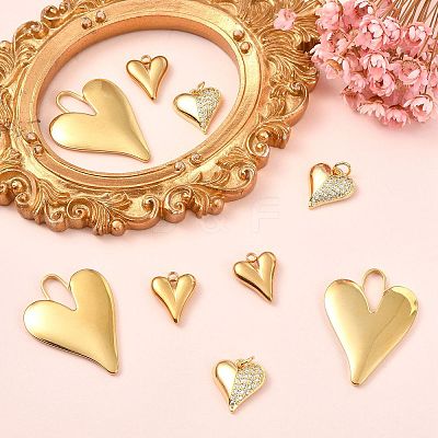 12Pcs 3 Styles 304 Stainless Steel & Brass Mico Pave Cubic Zirconia Pendants DIY-SZ0010-61-1