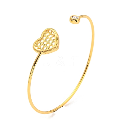Clear Cubic Zirconia Cuff Bangles BJEW-P305-03G-1