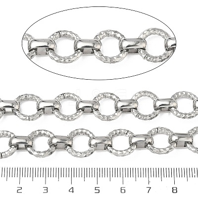 304 Stainless Steel Textured Ring Link Chains CHS-K023-11B-P-1