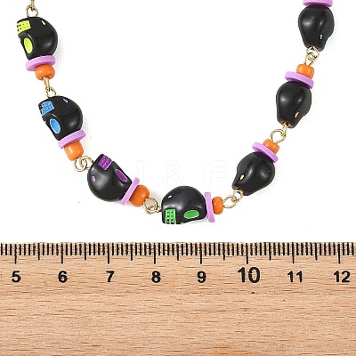 Halloween Skull Acrylic Beaded Necklaces NJEW-JN06531-1