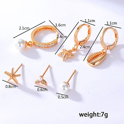 6 Pairs Brass Earring Sets NL6059-1