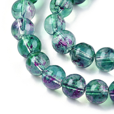 Baking Paint Glass Beads Strands S-DGLA-Q023-8mm-DB79-1