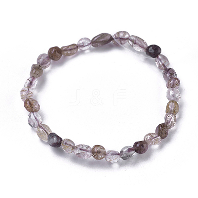 Natural Rutilated Quartz Bead Stretch Bracelets BJEW-K213-39-1