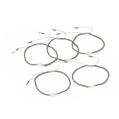 Adjustable Nylon Cord Braided Bead Bracelets X-BJEW-P256-B26-1