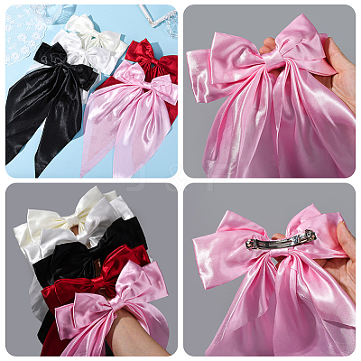 5Pcs 5 Colors Bowknot Polyester Hair Barrettes PHAR-SP0001-18B-1