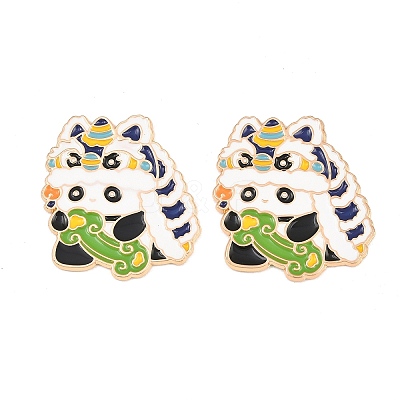 Chinese Lion Dance Panda Alloy Enamel Cabochons AL-CBA1A6F-03KCG-E-1