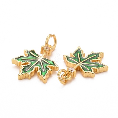 Autumn Theme Brass Cubic Zirconia Charms X-KK-P216-06MG-01-1