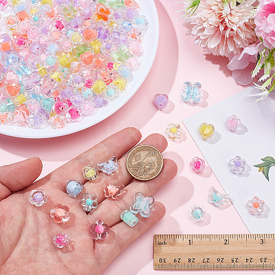 240Pcs 8 Styles Transparent Plastic Beads KY-BM0001-05-1