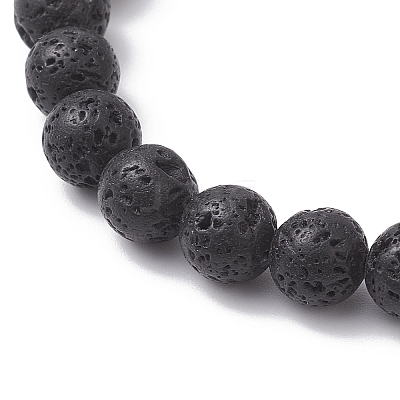 Natural Lava Rock & Mixed Gemstone Beads Stretch Bracelets BJEW-JB12869-1