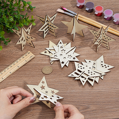 4 Styles Christmas Theme Unfinished Wood Solid Display Decorations DJEW-WH20002-21B-1