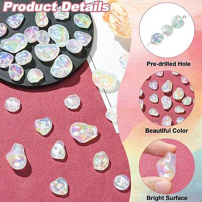 32Pcs 8 Styles UV Plating Opaque Acrylic Beads OACR-CJ0002-77-1