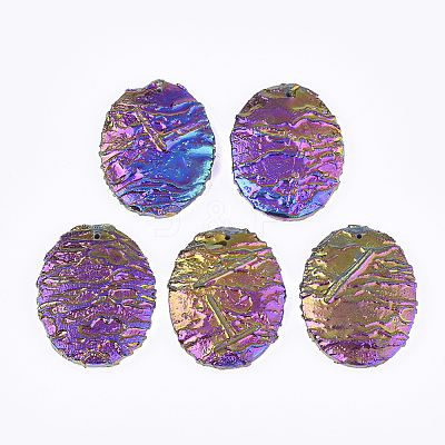 Electroplated Natural Dragon Blood Jasper Pendants G-S329-025-1