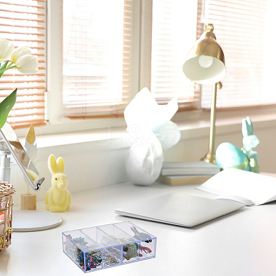 2Pcs 4 Grids Transparent Acrylic Storage Drawer Minifigures Display Case ODIS-WH0079-057-1