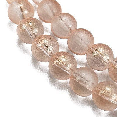 Frosted Transparent Glass Bead Strands X1-GLAA-P065-8mm-05-1