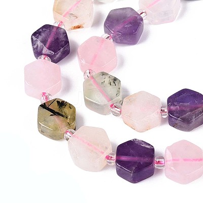 3 Styles Natural Rose Quartz & Prehnite & Amethyst Beads Strands G-P534-A25-01-1
