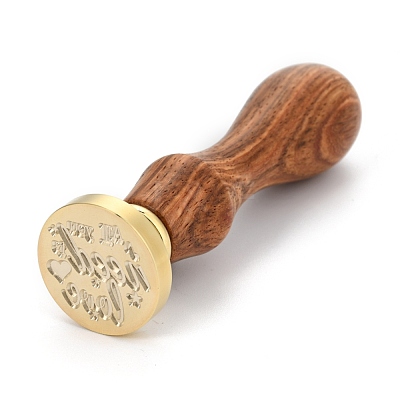 Brass Retro Wax Sealing Stamp AJEW-F045-C02-1