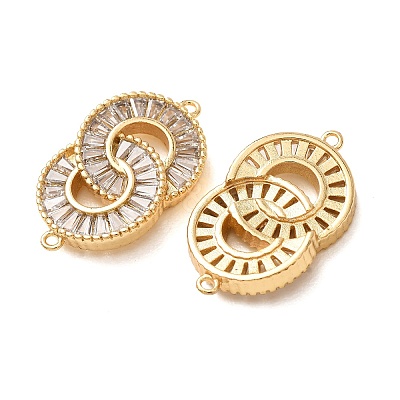 Brass Pave Clear Cubic Zirconia Connector Charms CU-CBA4579-25G-1