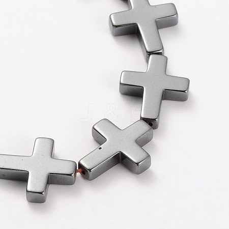 Electroplate Gorgeous Cross Non-magnetic Synthetic Hematite Beads Strands G-L268-11-1