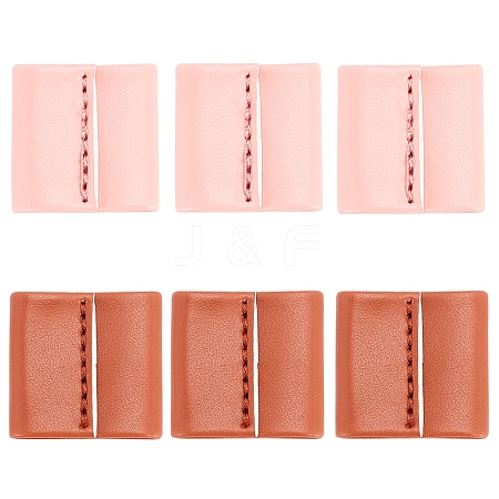 CHGCRAFT 6 Pcs 2 Colors PU Leather String Slide String Keeper DIY-CA0001-67-1