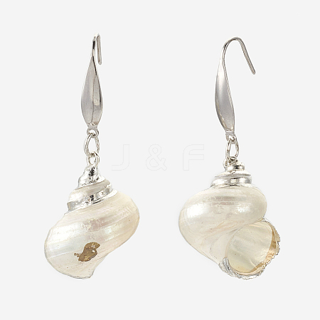 Electroplate Shell Beads Dangle Earrings EJEW-JE02896-01-1